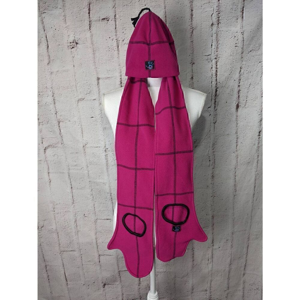 Vintage Y2K Mudd Pink Winter Hat Mitten Scarf Set Fleece One Size‎ Hot Pink